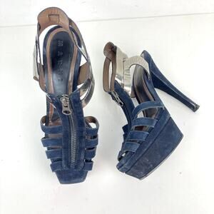 MARNI Blue/Silver Strappy Platform Heels Stiletto Sandals - Size 6.5